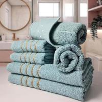 Jogos De Toalhas 2 Banhos 2 Rosto 2 Tapetes 6ps Verde - 2