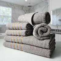 Jogos De Toalhas 2 Banhos 2 Rosto 2 Tapetes 6pçs Cinza - 2