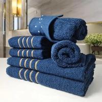 Jogos De Toalhas 2 Banhos 2 Rosto 2 Tapetes 6pçs Azul - 2