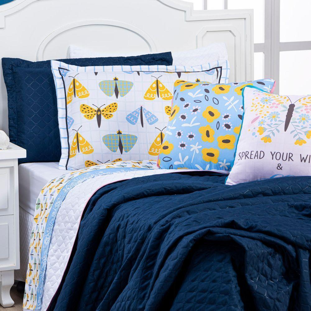 Kit Cobre Leito Borboletas Dupla Face Solteiro 05 Peças - 3