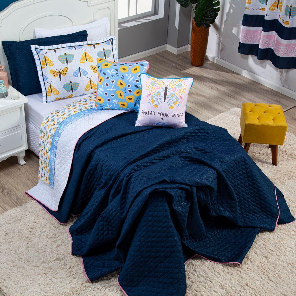 Kit Cobre Leito Borboletas Dupla Face Solteiro 05 Peças - 4