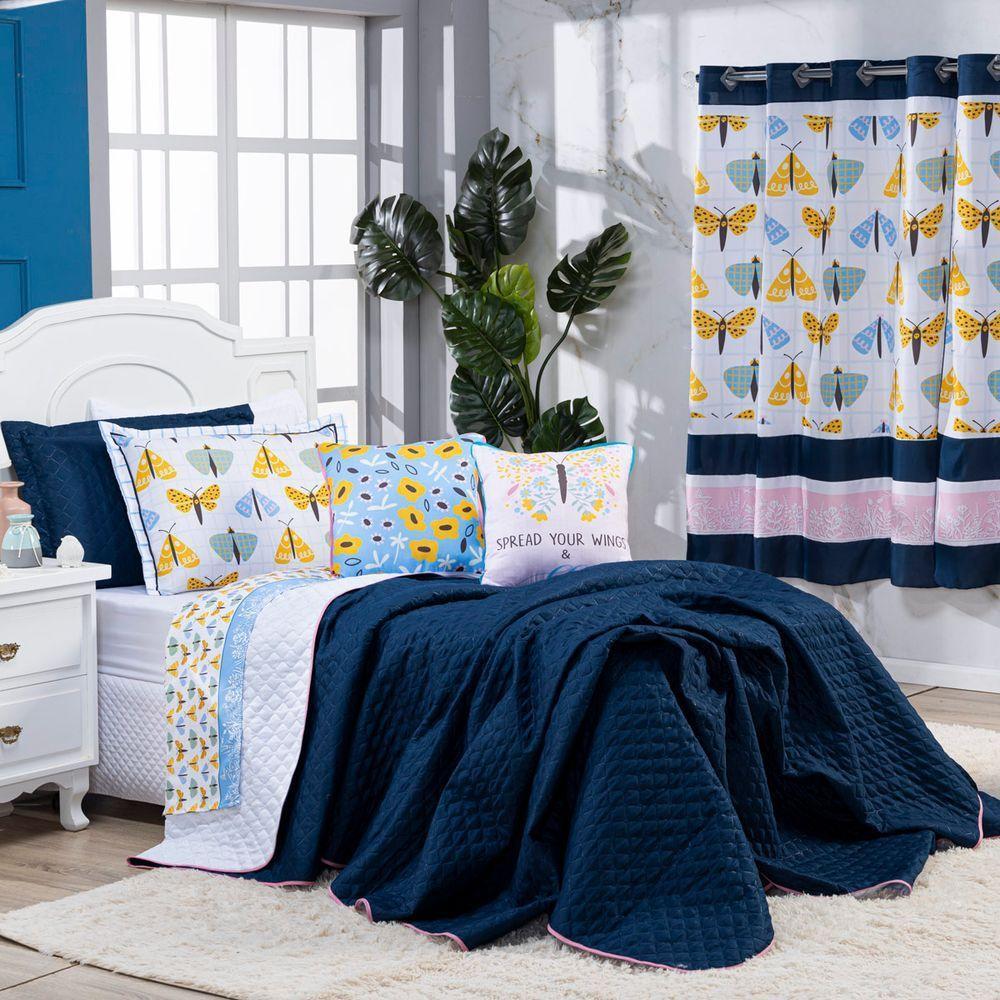 Kit Cobre Leito Borboletas Dupla Face Solteiro 05 Peças - 5