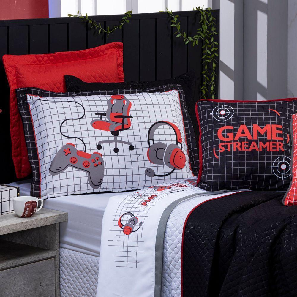 Kit Cobre Leito Game Streamer VermelhoQueen 07 Peças - 4