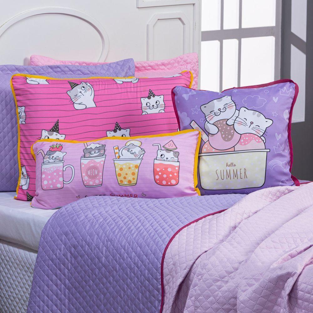 Kit Cobre Leito Gatinhos Dupla Face Casal Padrão 07 Peças - 3