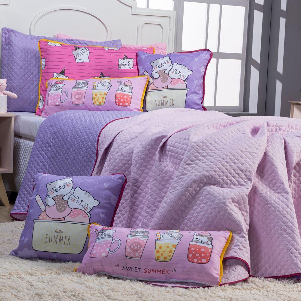 Kit Cobre Leito Gatinhos Dupla Face Casal Padrão 07 Peças - 4