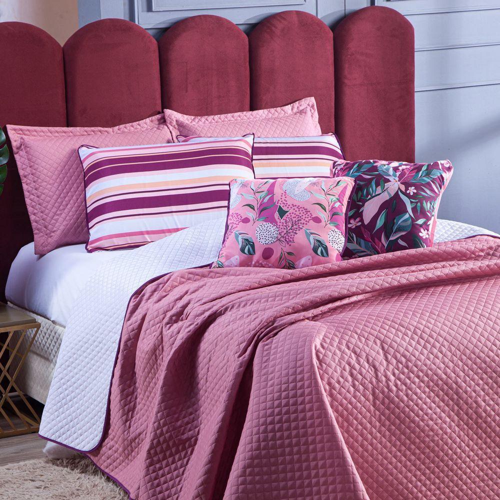 Kit Cobre Leito Katrien Rosê Dupla Face Queen 07 Peças - 4