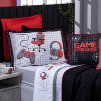 Kit Cobre Leito Game Streamer VermelhoCasal Padrão 07 Peças