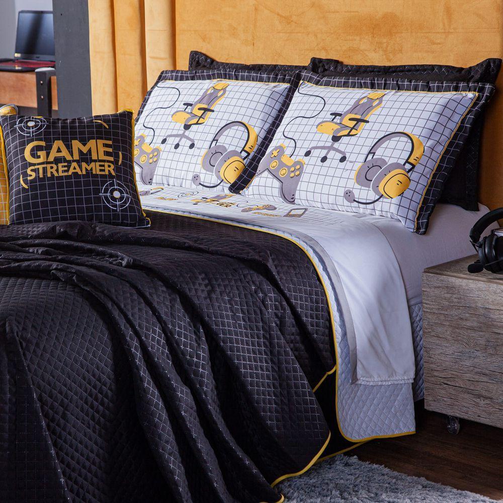 Kit Cobre Leito Game Streamer Dupla Face King 07 Peças - 2