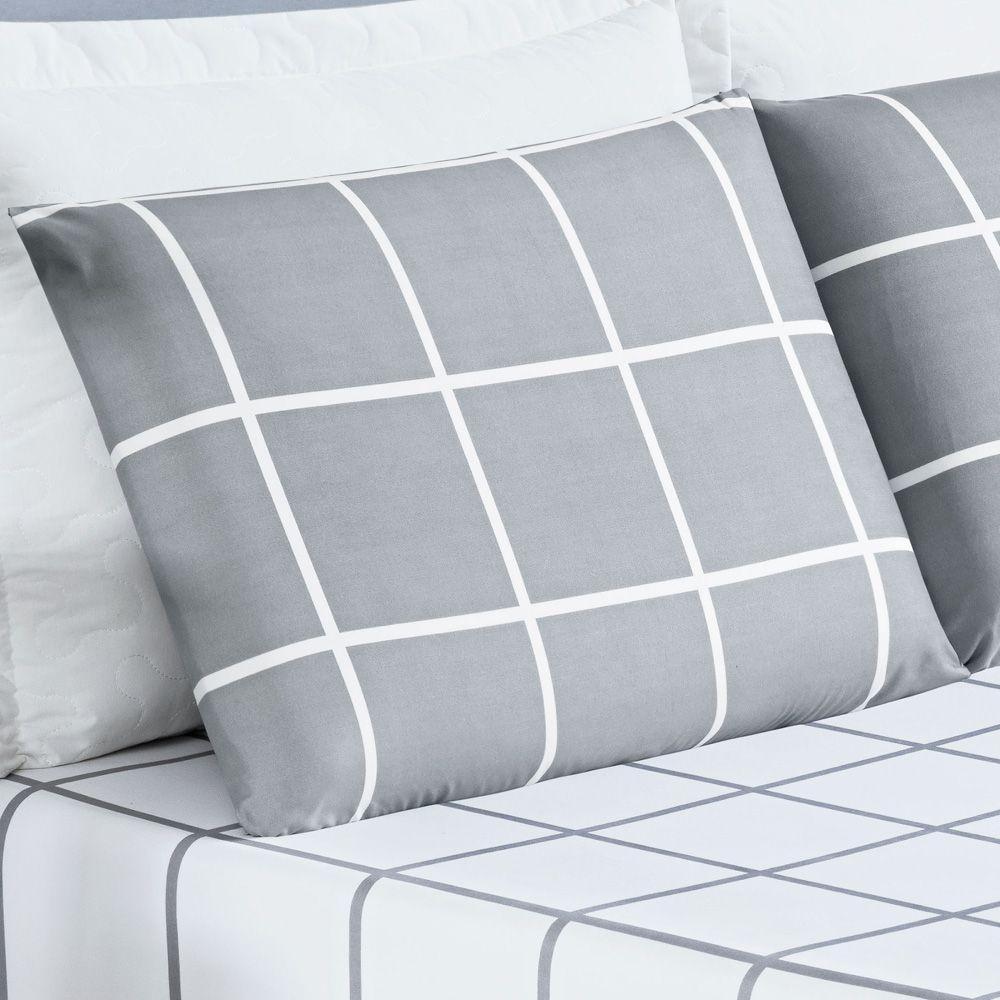 Jogo Cama Lençol Casal 200 Fios 3 Peças Cinza - 5