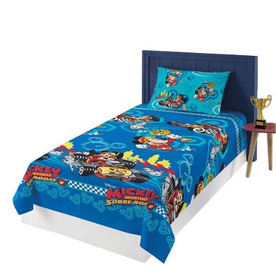Jogo de Cama Infantil Mickey Solteiro 2Pçs Azul