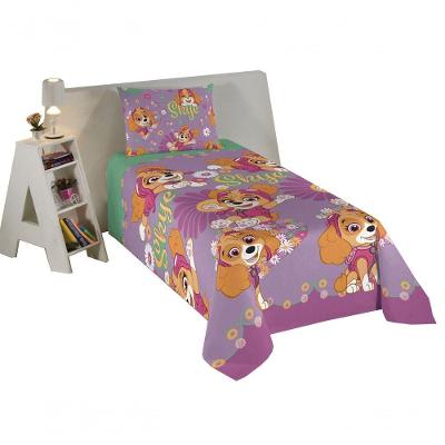 Jogo De Cama Infantil Lepper Patrulha Canina Menina Solteiro 2 Peças Microfibra Lilás