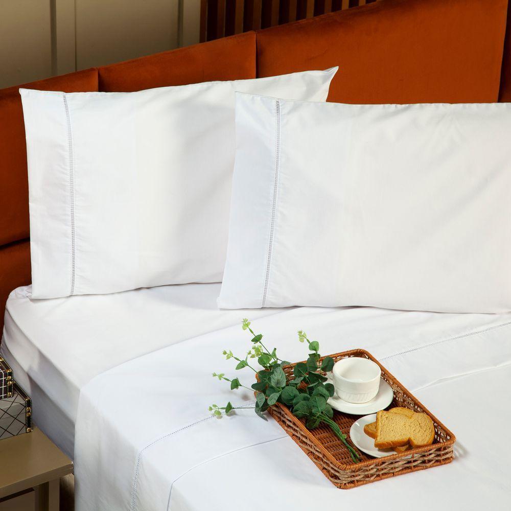 Jogo De Cama Solteiro 03 Peças 200 Fios Cor Branco - 2