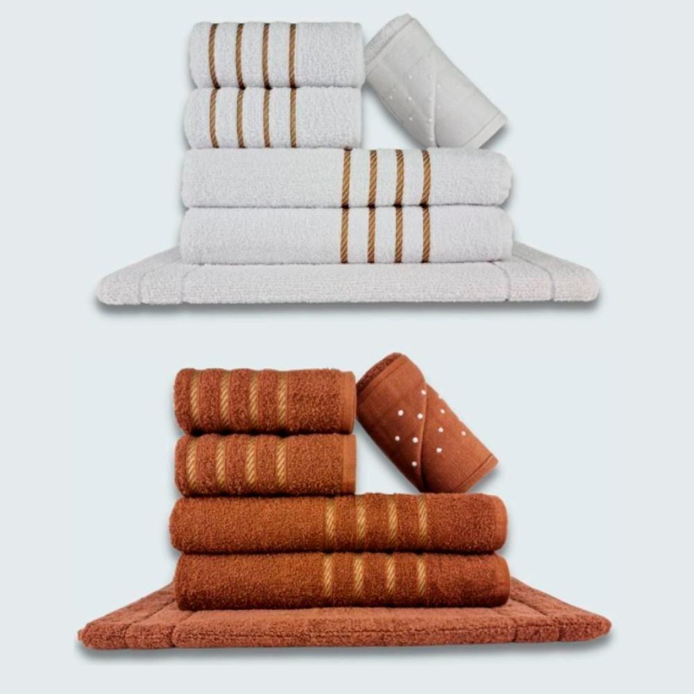 Jogo De Toalhas 12 Pçs Coleção Dubai 100% Algodão Br+mr - 1