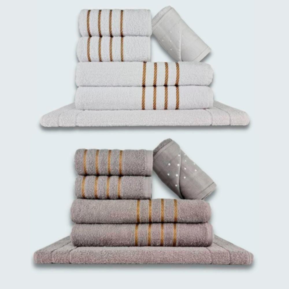 Jogo De Toalhas 12 Pçs Coleção Dubai 100% Algodão Br+cz - 1