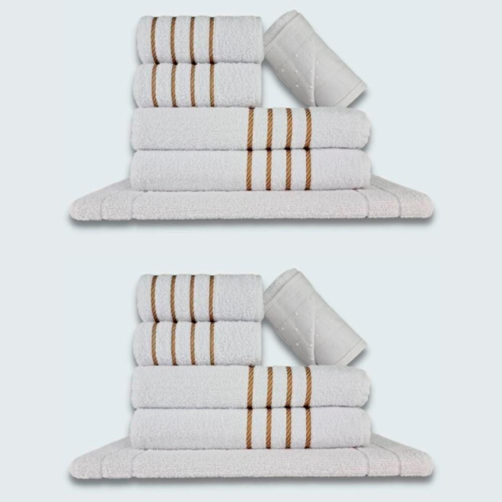 Jogo De Toalhas 12 Pçs Coleção Dubai 100% Algodão Branco - 1