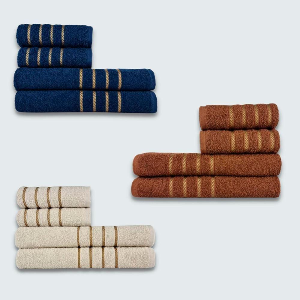 Jogo De Toalhas 12 Peças Coleção Dubai 100% Algodão Br+mr+bg - 1