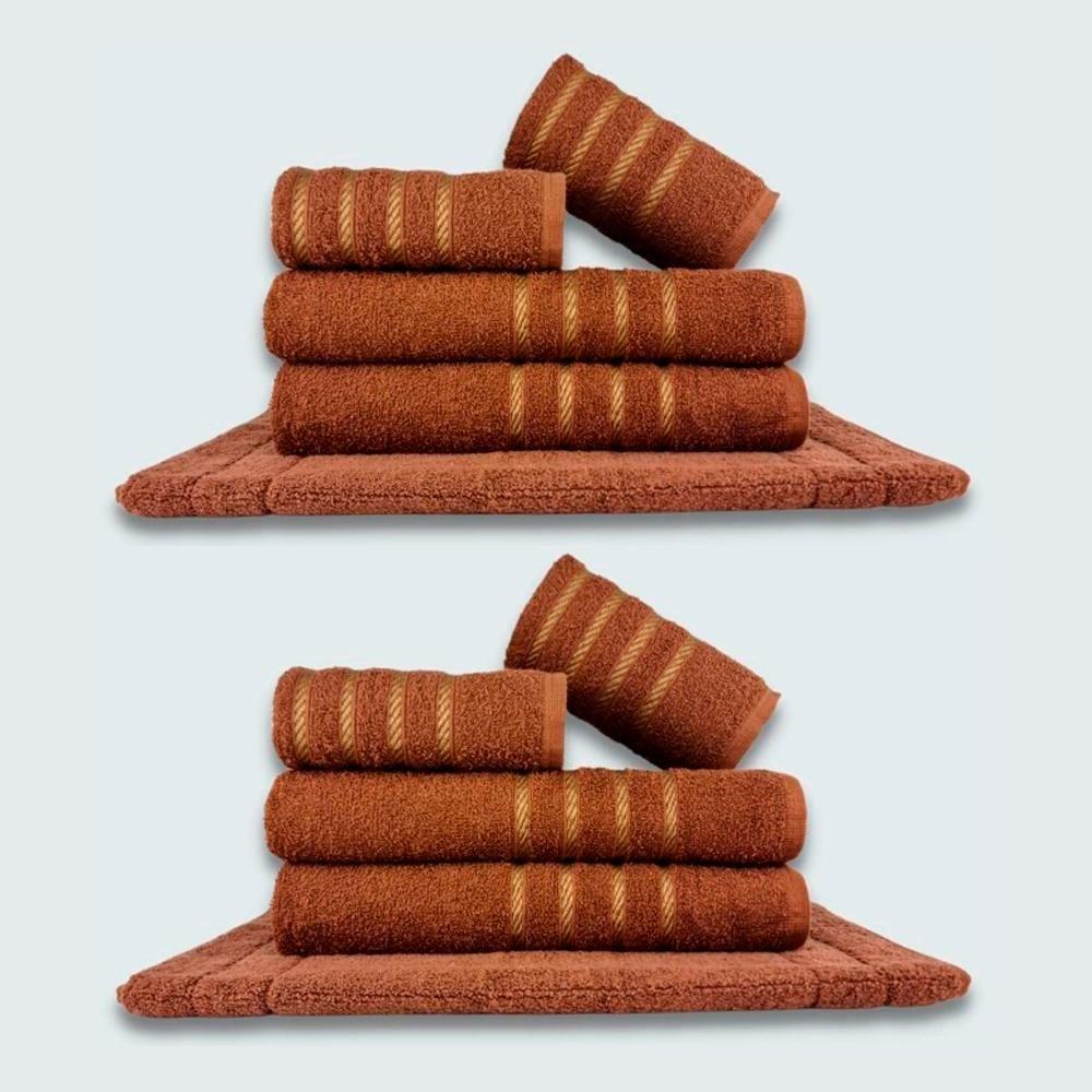 Jogo De Toalhas 10Pçs Coleção Dubai100%Algodão Marrom+Marrom - 1