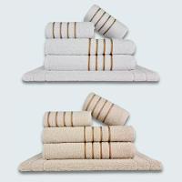 Jogo De Toalhas 10Pçs Coleção Dubai 100% Algodão Branco+Bege - 1