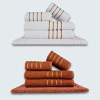 Jogo De Toalhas 10Pçs Coleção Dubai100%Algodão Branco+Marrom - 1