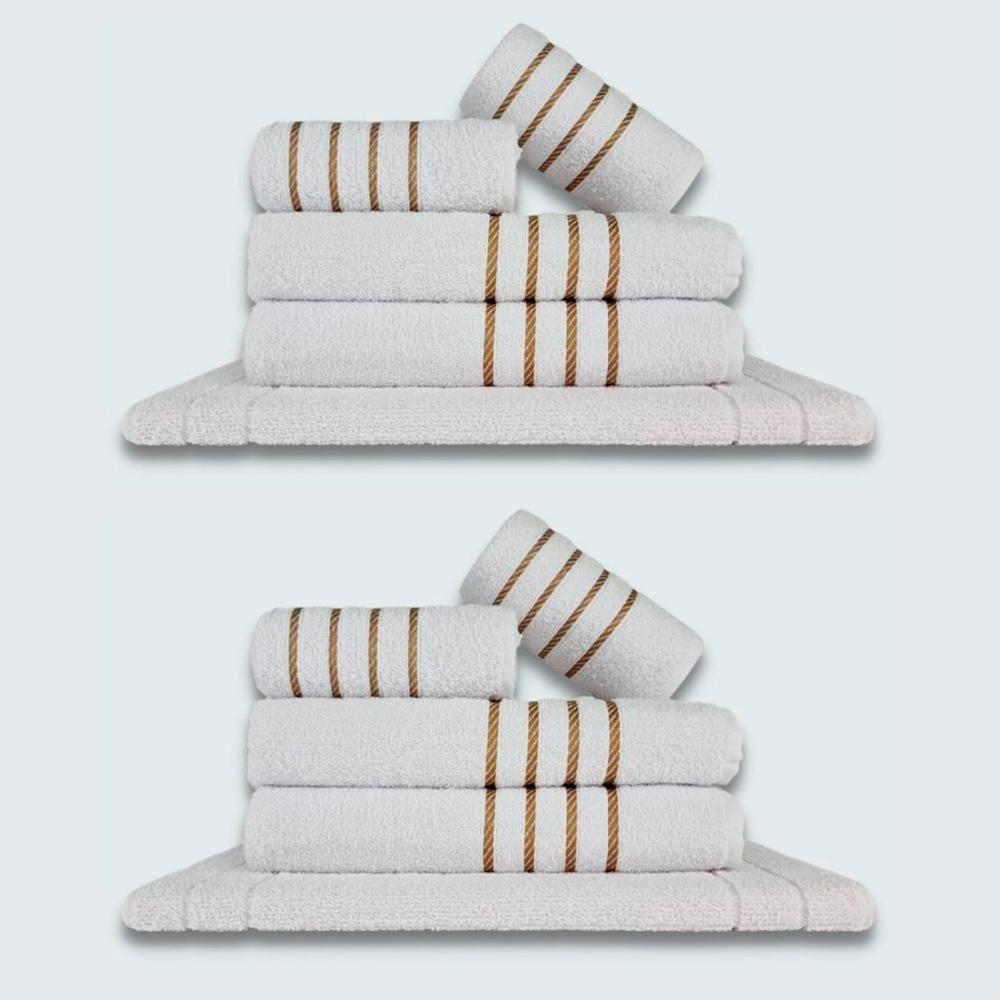 Jogo De Toalhas 10Pçs Coleção Dubai100%Algodão Branco+Branco - 1