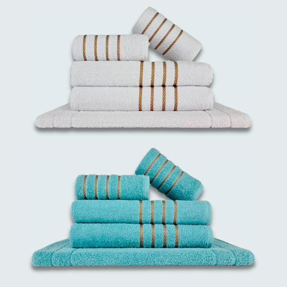 Jogo De Toalhas 10Pçs Coleção Dubai100% Algodão Branco+verde - 1