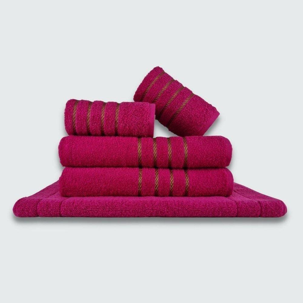 Jogo De Toalhas 10Pçs Coleção Dubai 100% Algodão Branco+Rosa - 2