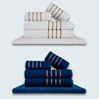 Jogo De Toalhas 10 Pçs Coleção Dubai 100% Algodão Brancoazul - 1