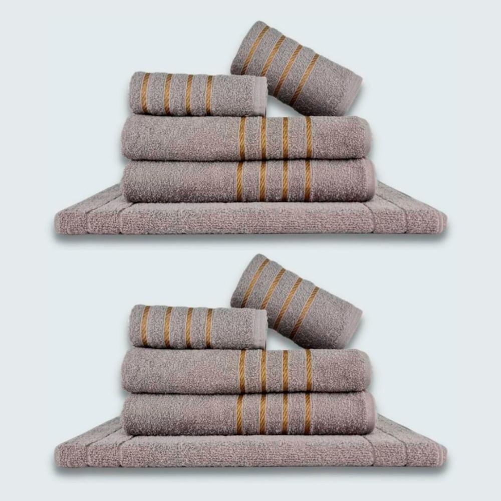 Jogo De Toalhas 10 Pçs Coleção Dubai 100% Algodão Cinza+cinza - 1