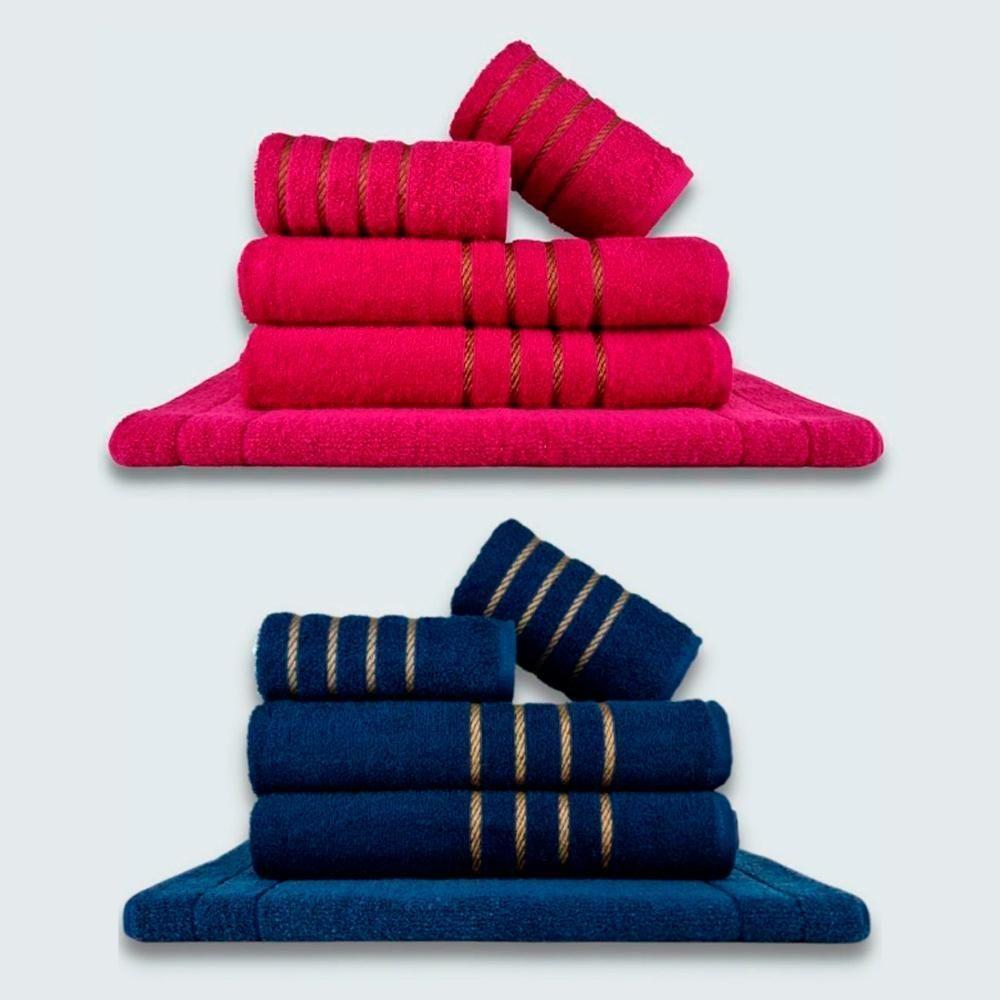 Jogo De Toalhas 10 Pçs Coleção Dubai 100% Algodão Rosa+azul - 1