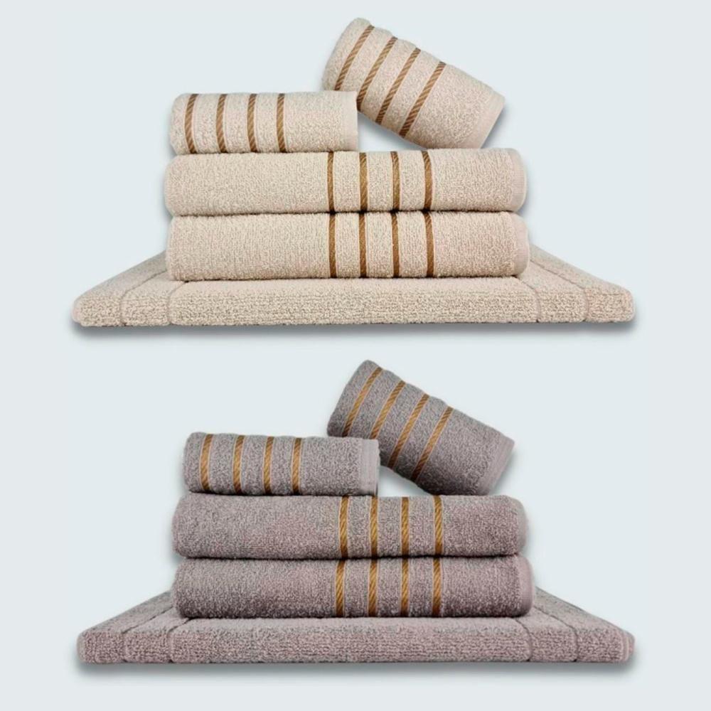 Jogo De Toalhas 10 Pçs Coleção Dubai 100% Algodão Bege+cinza - 1