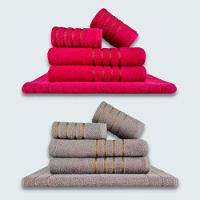 Jogo De Toalhas 10Pçs Coleção Dubai 100% Algodão Rosa+Cinza - 1