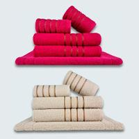 Jogo De Toalhas 10 Pçs Coleção Dubai 100% Algodão Rosa+bege - 1