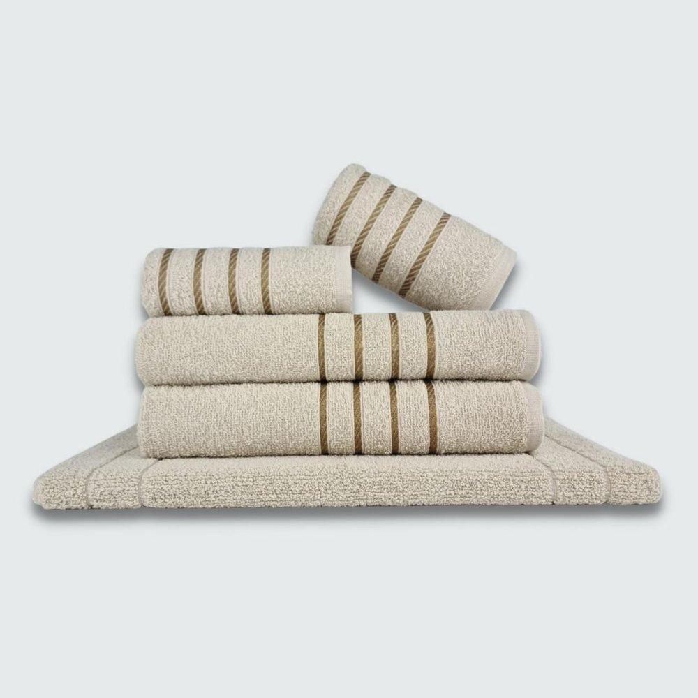 Jogo De Toalhas 10Pçs Coleção Dubai 100% Algodão Bege+Bege - 3