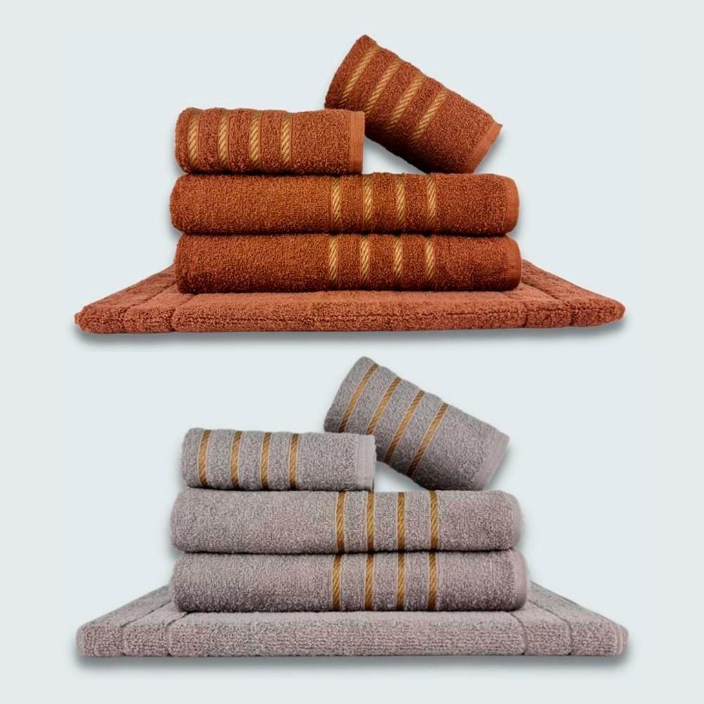 Jogo De Toalhas10Pçs Coleção Dubai 100% Algodão Marrom+cinza - 1