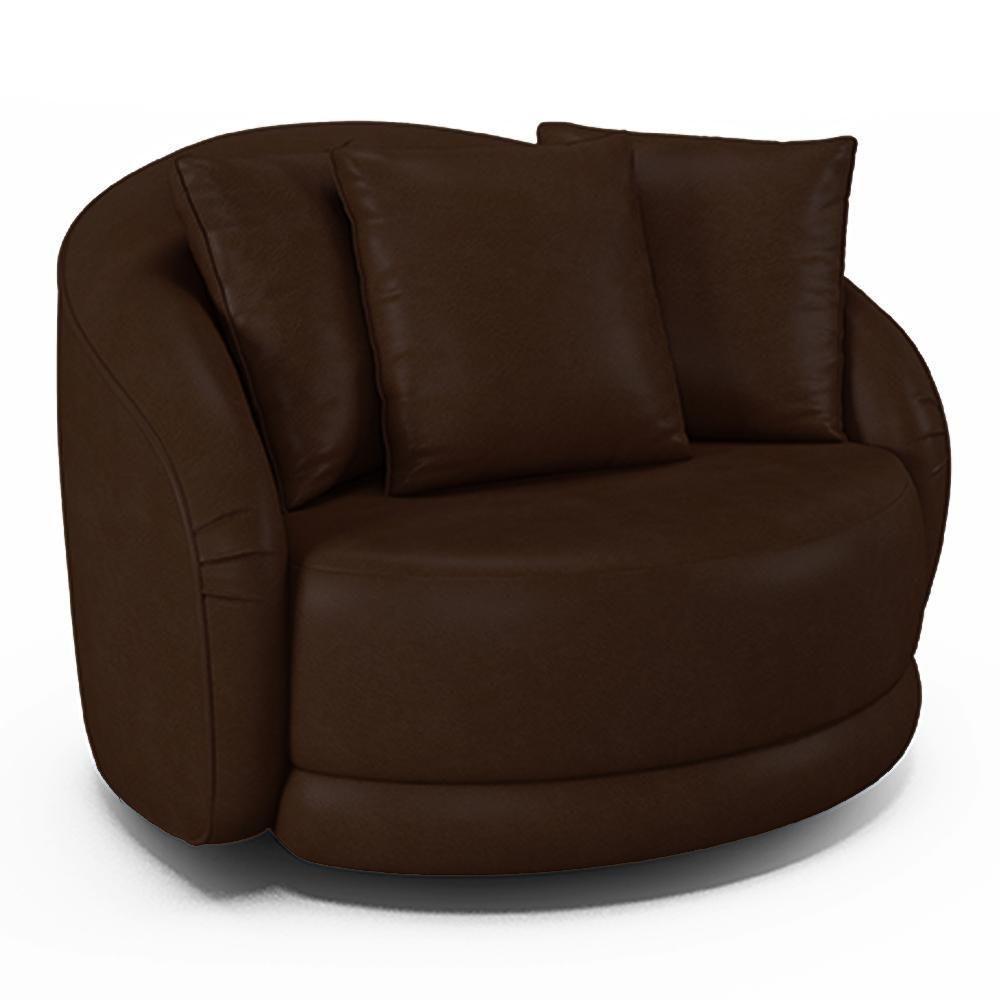 Kit 02 Poltronas Decorativa Para Sala De Estar Base Giratória Witta M03 Corano Marrom - 3