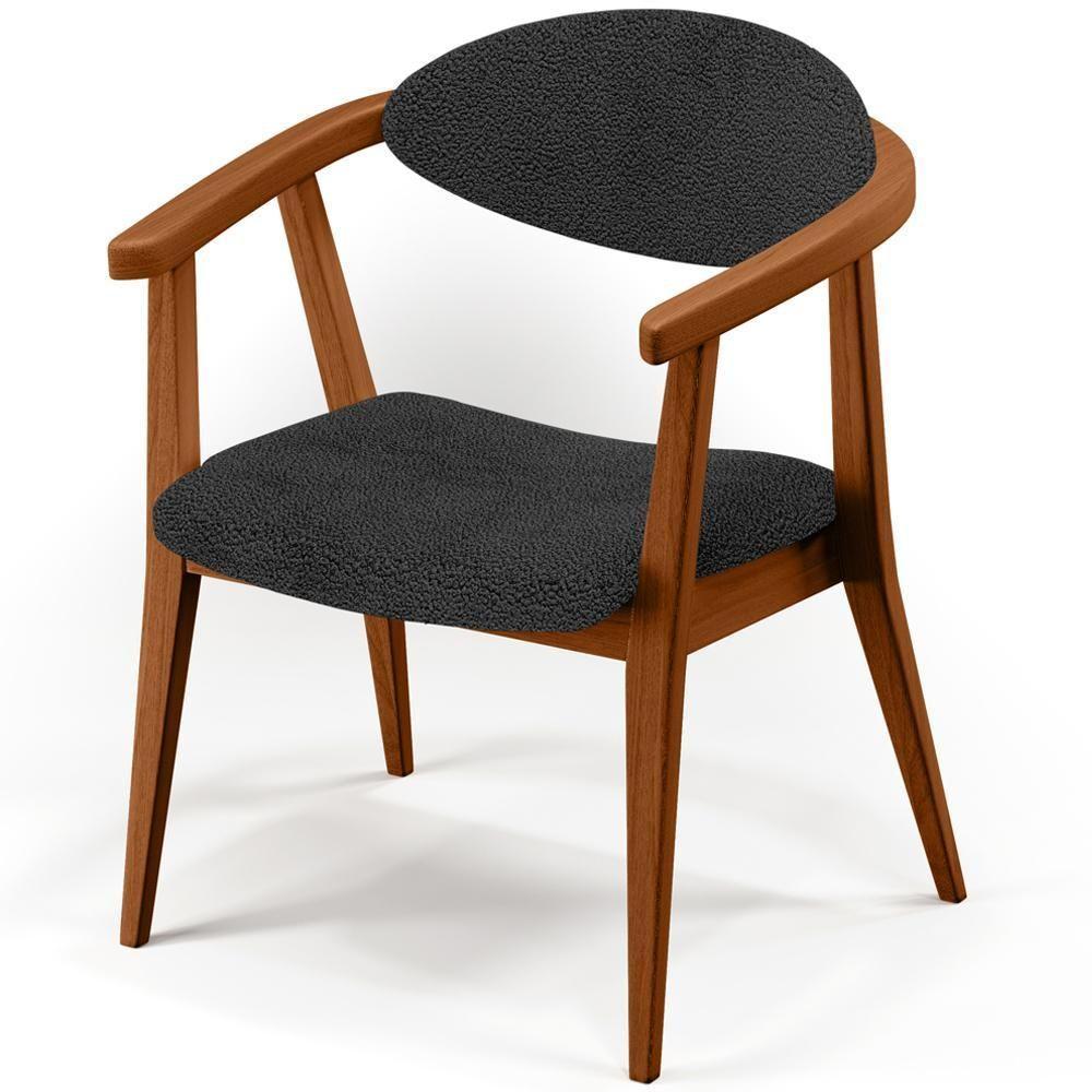 Kit 02 Poltronas Decorativa Para Sala De Estar E Recepção Cecília L02 Bouclê Preto - 2