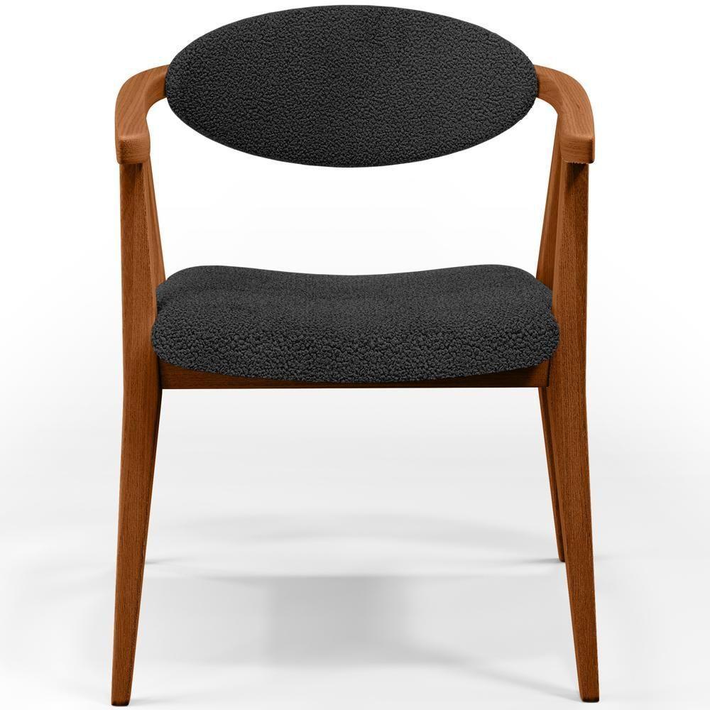 Kit 02 Poltronas Decorativa Para Sala De Estar E Recepção Cecília L02 Bouclê Preto - 6