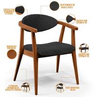 Kit 02 Poltronas Decorativa Para Sala De Estar E Recepção Cecília L02 Bouclê Preto - 3