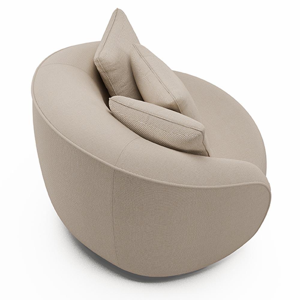 Kit 02 Poltronas Decorativa Sala De Estar Base Fixa De Madeira Witta M03 Linho Cru - 6