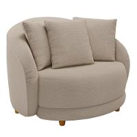 Kit 02 Poltronas Decorativa Sala De Estar Base Fixa De Madeira Witta M03 Linho Cru