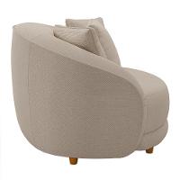 Kit 02 Poltronas Decorativa Sala De Estar Base Fixa De Madeira Witta M03 Linho Cru - 5