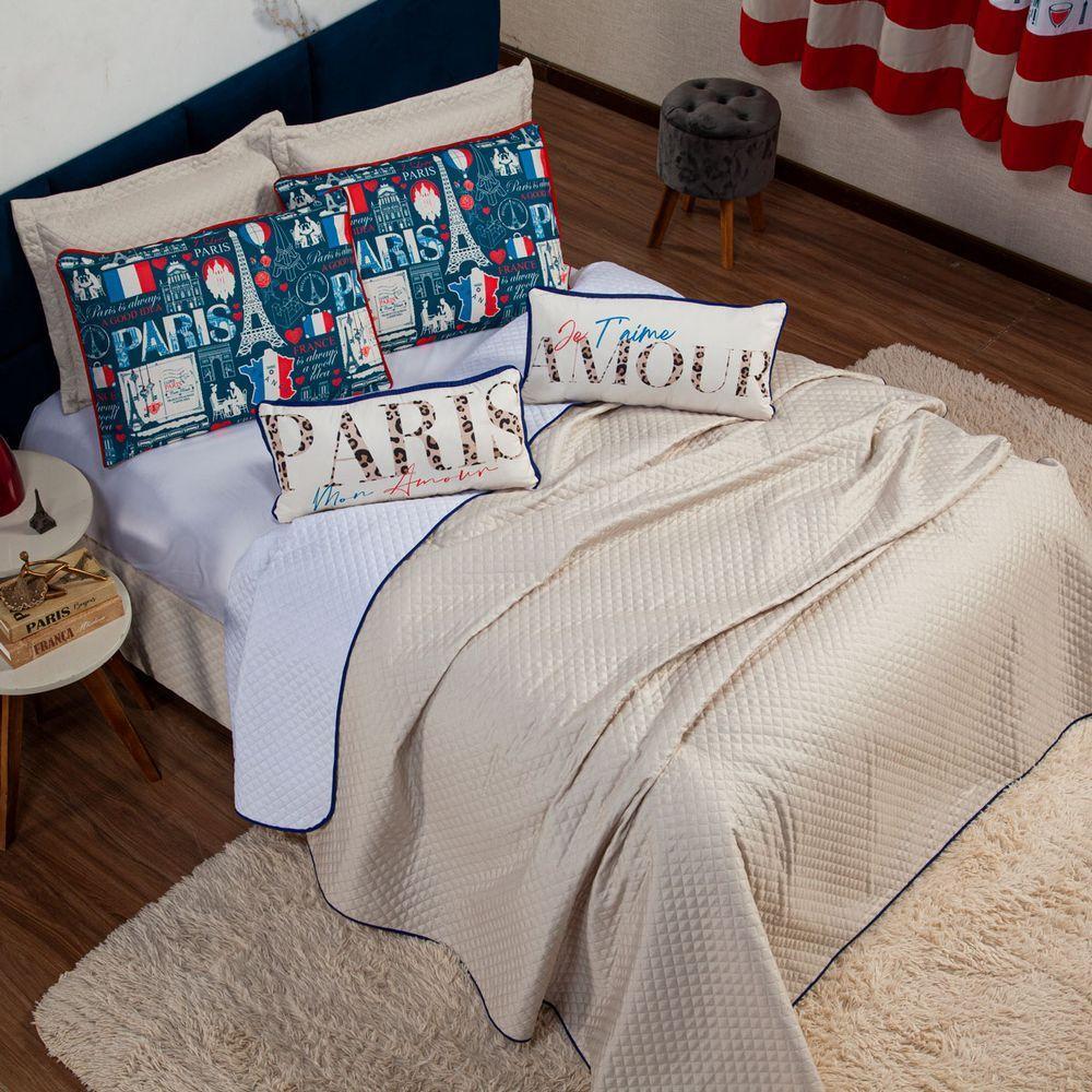 Kit Cobre Leito Paris Dupla Face C/ Almofadas Queen 07 Peças - 6
