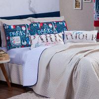 Kit Cobre Leito Paris Dupla Face C/ Almofadas Queen 07 Peças