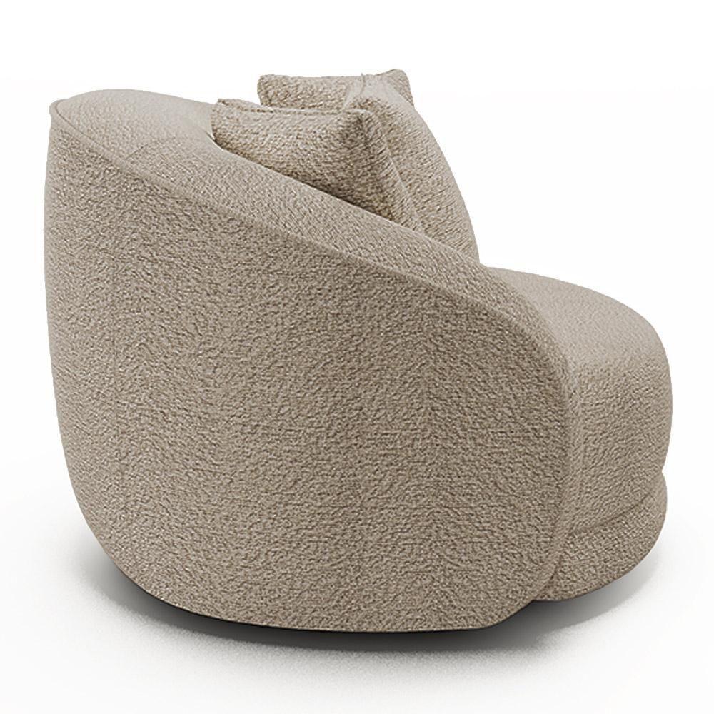 Kit 02 Poltronas Decorativa Para Sala De Estar Base Giratória Witta M03 Bouclê Bege - 3