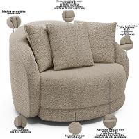 Kit 02 Poltronas Decorativa Para Sala De Estar Base Giratória Witta M03 Bouclê Bege - 2