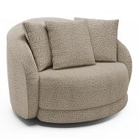 Kit 02 Poltronas Decorativa Para Sala De Estar Base Giratória Witta M03 Bouclê Bege