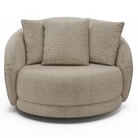 Kit 02 Poltronas Decorativa Para Sala De Estar Base Giratória Witta M03 Bouclê Bege - 5