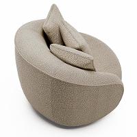 Kit 02 Poltronas Decorativa Para Sala De Estar Base Giratória Witta M03 Bouclê Bege - 6