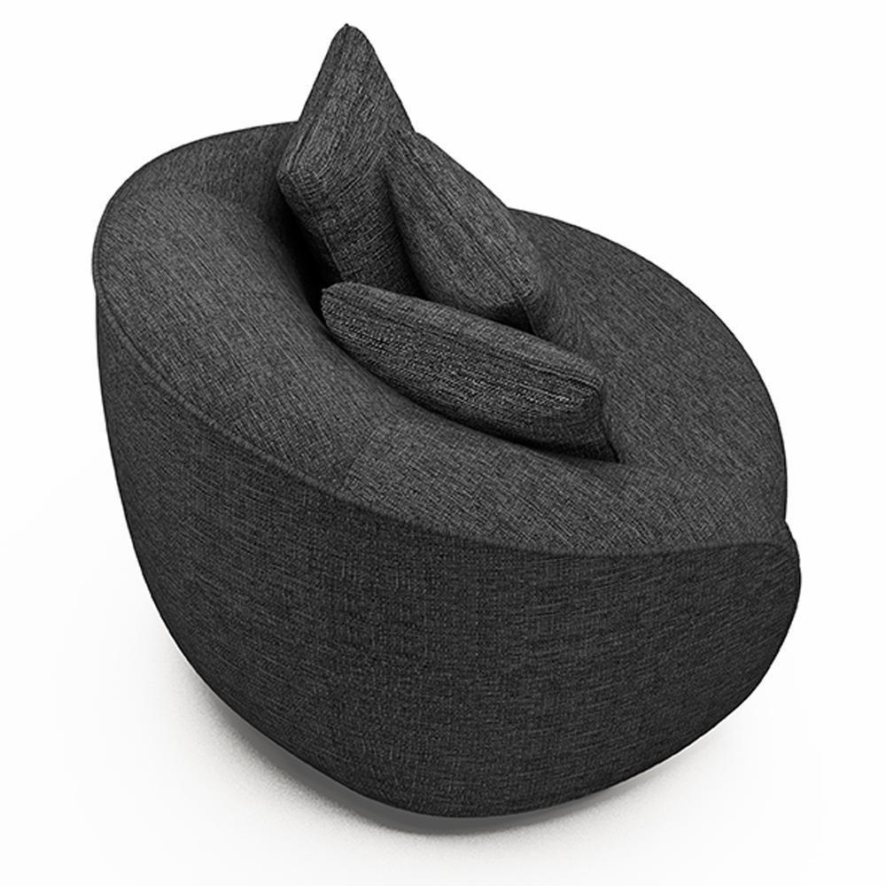 Kit 02 Poltronas Decorativa Sala De Estar Base Fixa De Madeira Witta M03 Linho Chumbo - 3