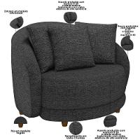 Kit 02 Poltronas Decorativa Sala De Estar Base Fixa De Madeira Witta M03 Linho Chumbo